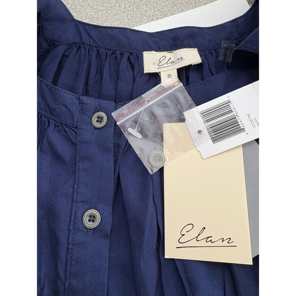 Elan Designer Navy NWT Blue Puff Sleeve Baby Doll Dress Womans Small Square Neck - Picture 9 of 9